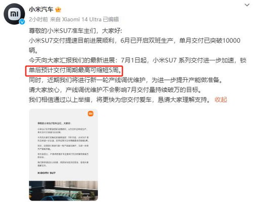 小米汽車收到多少訂單